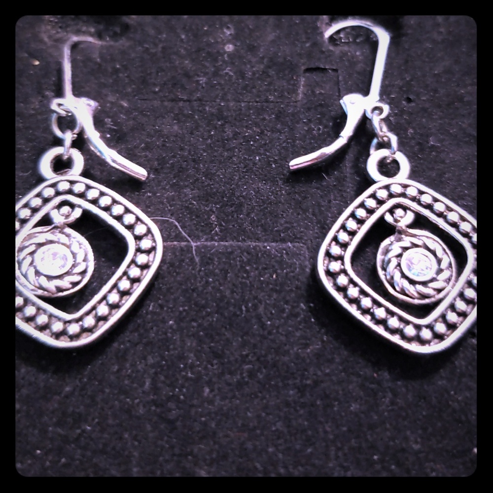Mivita Double Drop silver and rhinestone dangles